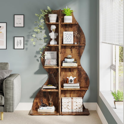 Tribesigns Corner Shelf, Modern 5-Tier Wall Corner Bookshelf, Stylish Corner Small Bookcase Storage Rack Plant Stand with Unique Shape for Living Room, Home Office (White, 1PC)