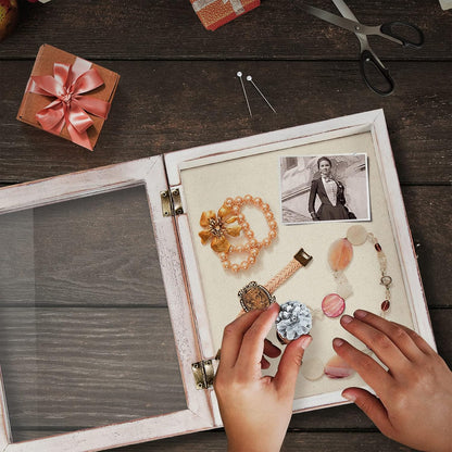 TJ.MOREE Shadow Box Frame 8 x 10 Shadowbox Display Case Picture Frame with Linen Back Memorabilia Bouquet Medals Military Photos Memory Box