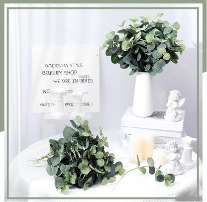 Tigeen 200 Pcs Artificial Eucalyptus Stems Tall 11.8 Inch Tall Faux Eucalyptus Branches Fake Greenery Plants Stems for Vase Home Party Wedding Decorations