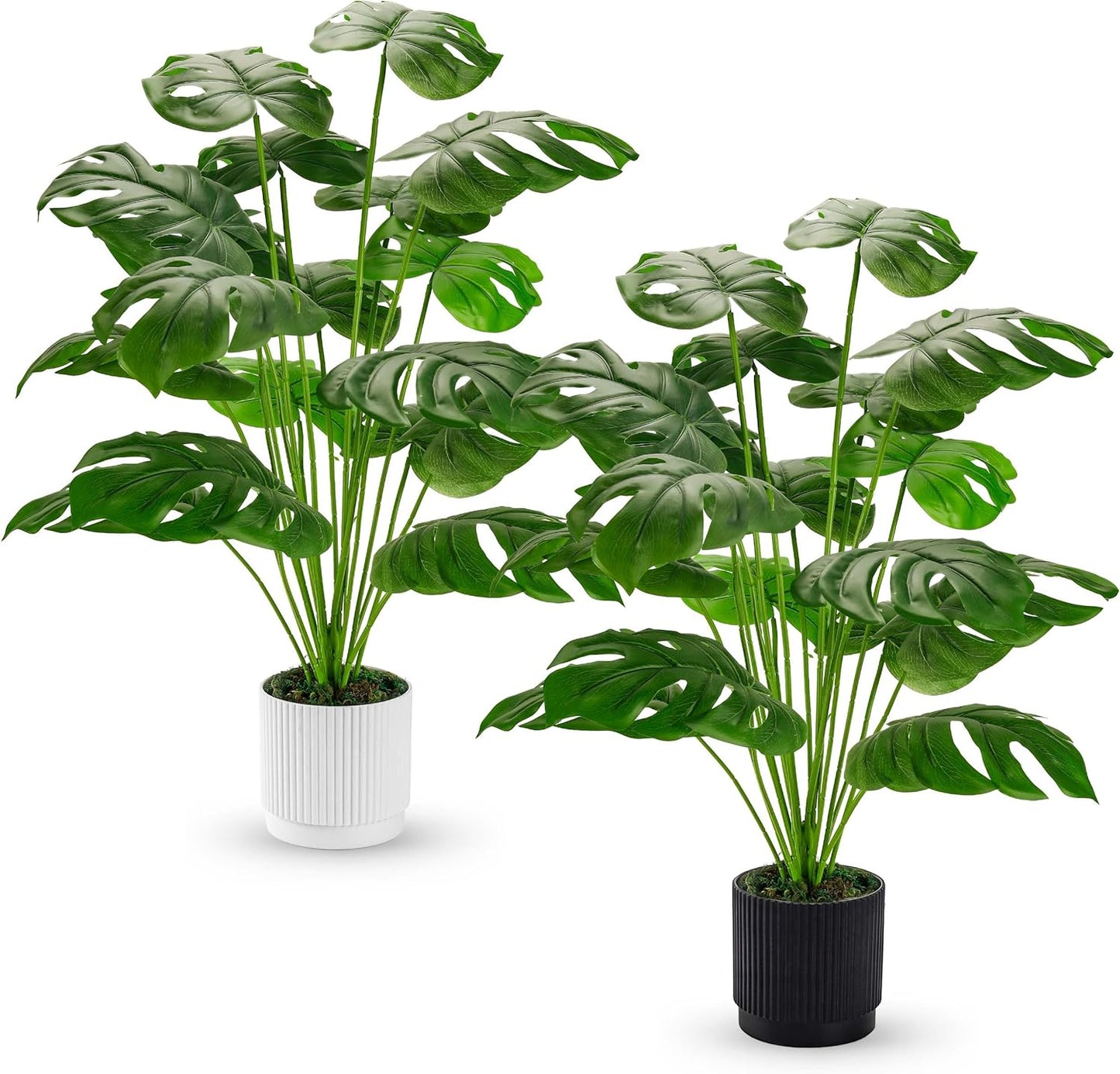 Der Rose 28" Fake Plants Large Artificial Monstera Faux Potted Plants Indoor Tall for Outdoor Living Room House Floor Front Porch Tree Decor
