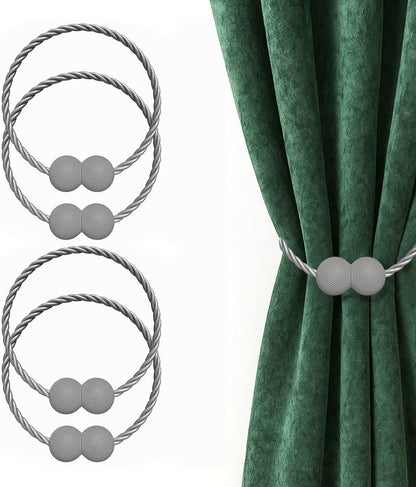 Hion Magnetic Curtain Tiebacks Black 2pcs, Curtain Tiebacks Buckles Holdbacks Holders Hooks Clip for Home Outdoor Bedroom Office Decorative Curtain