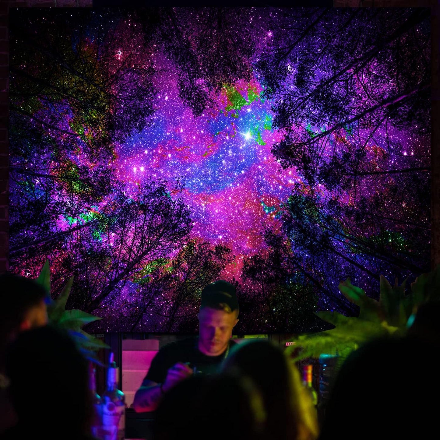 Miytal Blacklight Waterfall Tapestry - UV Reactive Glow in the Dark Neon Forest Wall Hanging, Vibrant Nature Landscape Wonderland for Bedroom, Living Room Decor - 51.2" x 59.1"