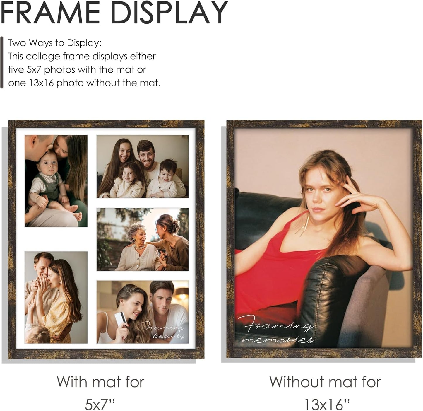 DUENPY 14x26 Collage Picture Frame 4x6 Collage Picture Frame Displays Twelve 4x6 inch Photos Available Horizontal Wall Mounting Display and Vertical Black - Colors A