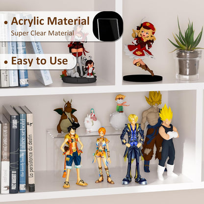 Sezanrpt Acrylic Shelf Riser 12x4.7x3 pack of 2, Desktop Rectangular Acrylic Tray Pedestal Stand for Funko Pop Figure, Bags, 12x4.7x3 Inch