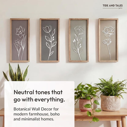 3D Floral Green Wall Art (Set of 2) Lightweight, Wooden Ready-to-Hang Boho Framed Wall Art for Bathroom, Bedroom, Living Room or Office – Premium Sage Green Farmhouse Decor – Gift-Boxed