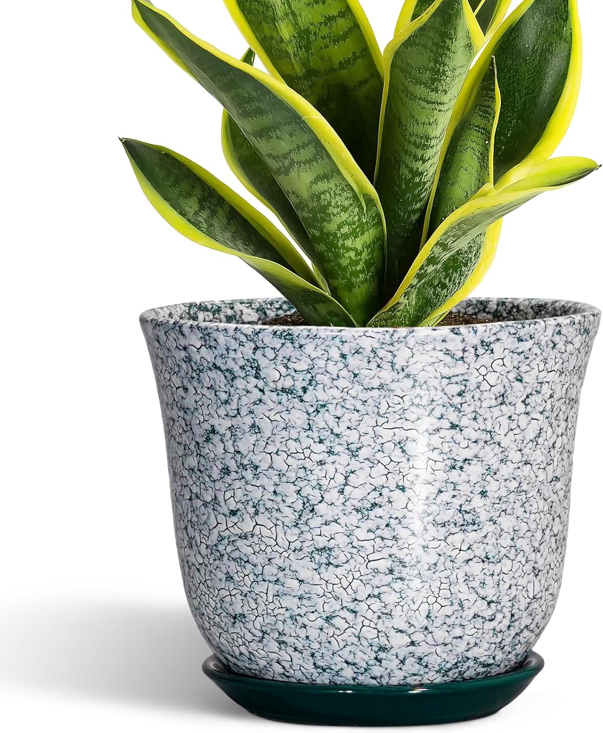 Ceramic Plant Pots - 12 Inch Pots for Plants Indoor Outdoor, Large Round Planter with Drainage Hole and Saucer, Modern Decorative Flower Pot, Home Garden Decor, House Warming Gifts, Blue
