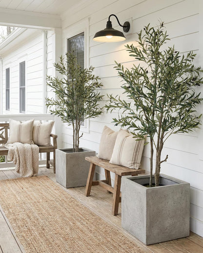 KOL 5.2ft Artificial Olive Tree Indoor, Tall Faux Olive Trees, Fake Olive Tree Floor Plant for Home Office Living Room Decor with Matte Black Pot