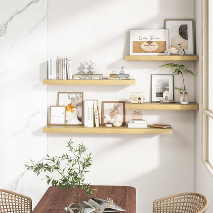 RICHFOCUS 72Inch Floating Shelves for Wall 2 Pack Shelves for Bedroom|Kitchen|Bathroom Wall Mounted Rustic Wood Floating Shelf with Invisible Brackets for Books|Storage|Decor, Rustic Brown