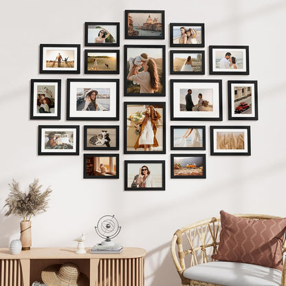 Vittanly 20 Pack Picture Frames Collage Wall Decor, Multi Sizes Including 4pcs 8x10, 8pcs 5x7 and 8pcs 4x6 Photo Frames, Gallery Frame Set for Wall or Tabletop Display, Black, Brown and Dark Grey