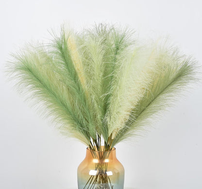 LSKYTOP Orange Pampas Grass Decor,23Inch 12pcs Faux Pampas Grass Bouquets Artificial Pampas Fake Pampas Flower for Home Living Room Bedroom Vase Decor