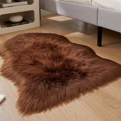 EasyJoy Ultra Soft Fluffy/Fuzzy Shaggy Area Rug Faux Fur Chair Cover Seat Pad for Bedroom Floor Sofa Living Room (2 x 6 ft Sheepskin, Beige)