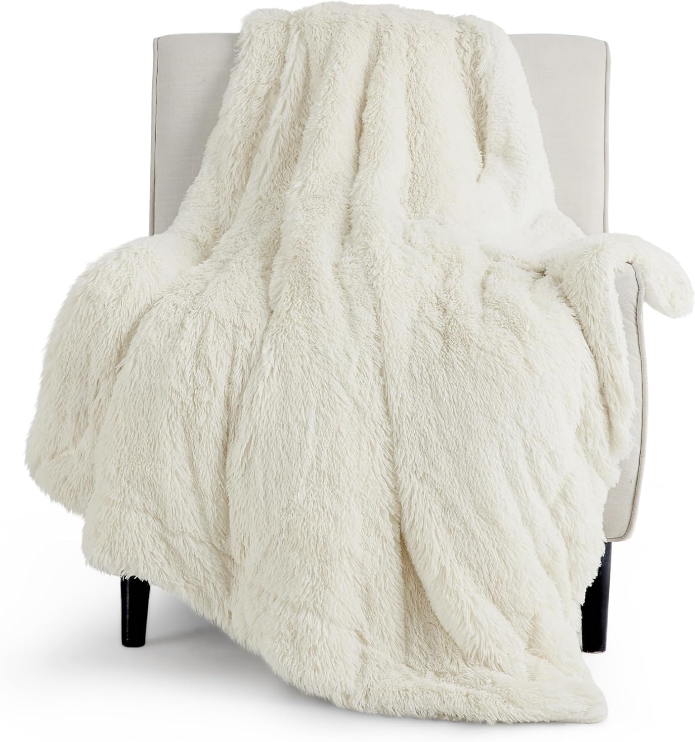 Bedsure GentleSoft Fluffy Fuzzy Faux Fur Throw Blanket for Couch, Soft Sherpa Fleece Cozy Gifts for Women, Plush Bed Blanket Room Decor for Men, Thick Warm Minky Teen Gifts Winter Bedding