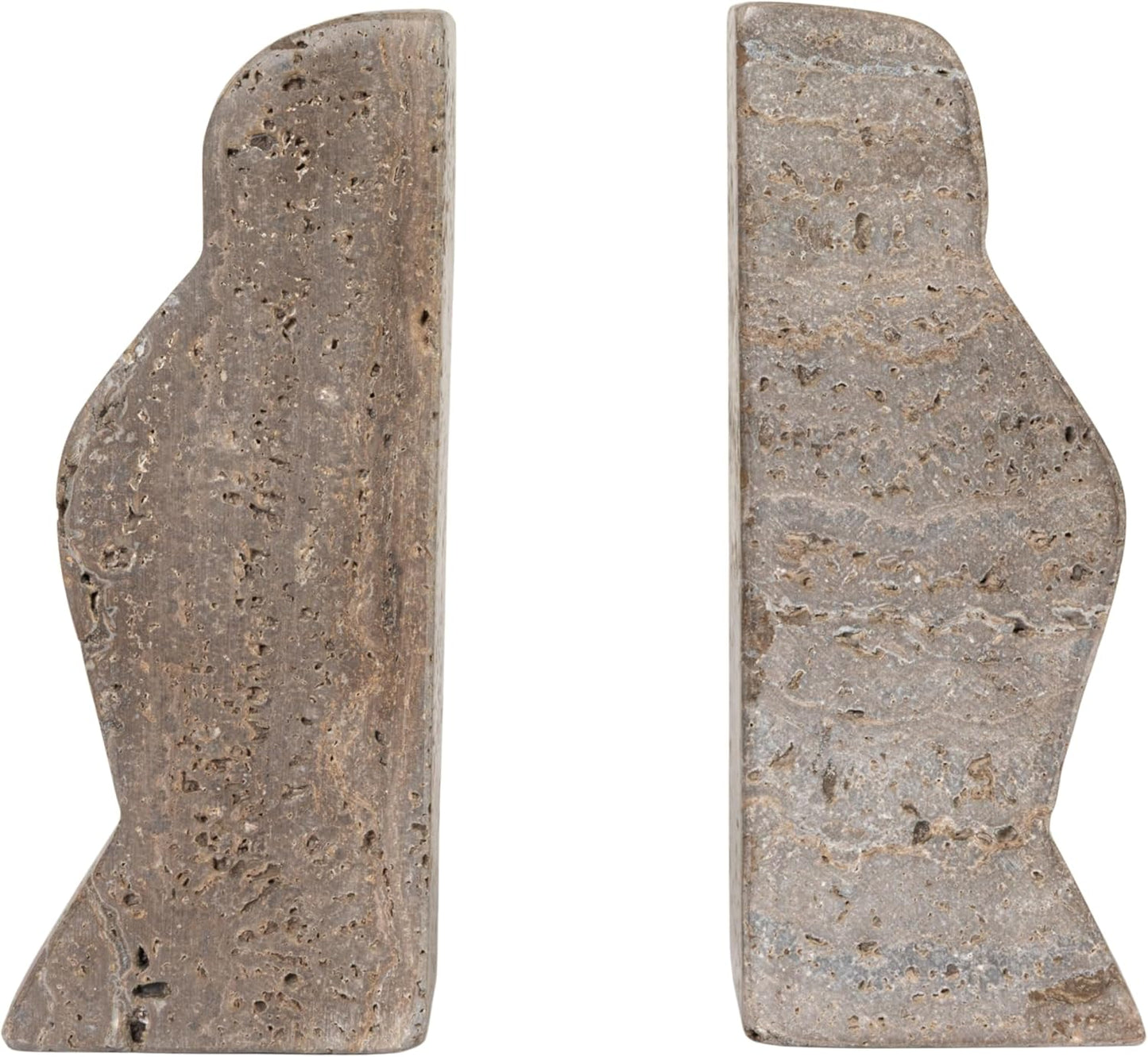 Creative Co-Op Decorative Travertine Wave Bookends, Natural, Set of 2