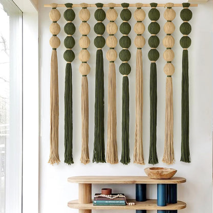 IOWER Macrame Wall Hanging 27" W x 31" L Boho Wall Decor Sphericity Cotton Textile Wall Hanging Art Fiber Yarn Art Handmade Detachable Assembly