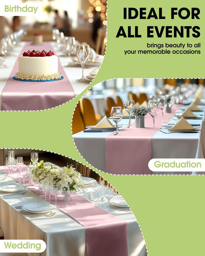 Pureegg Gold Plastic Table Runners - 10 Pack, 14'' x 108'', Water Resistant & Disposable Centerpiece Decorations for Table Cloth, Wedding, Birthday, Holiday, Baby Shower, Party, Home Decor