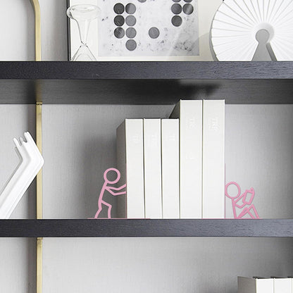 Bookends Decorative Metal Unique Office Desk Bookends Cute Book Ends Reading Decor Bookshelf Decor for Office School Library Bedroom, Book Lovers Gift