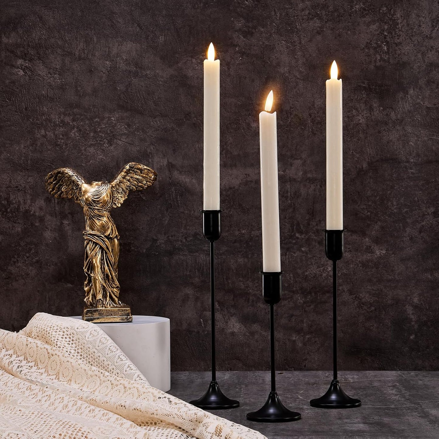 Gold Hurricane Candle Holders Set of 6, Tall Metal Windproof Glass Taper Candle Holder for Candlestick, Candle Sticks Decor, Table Centerpieces for Wedding, Candlelit Dinner Party Fireplace Decoration