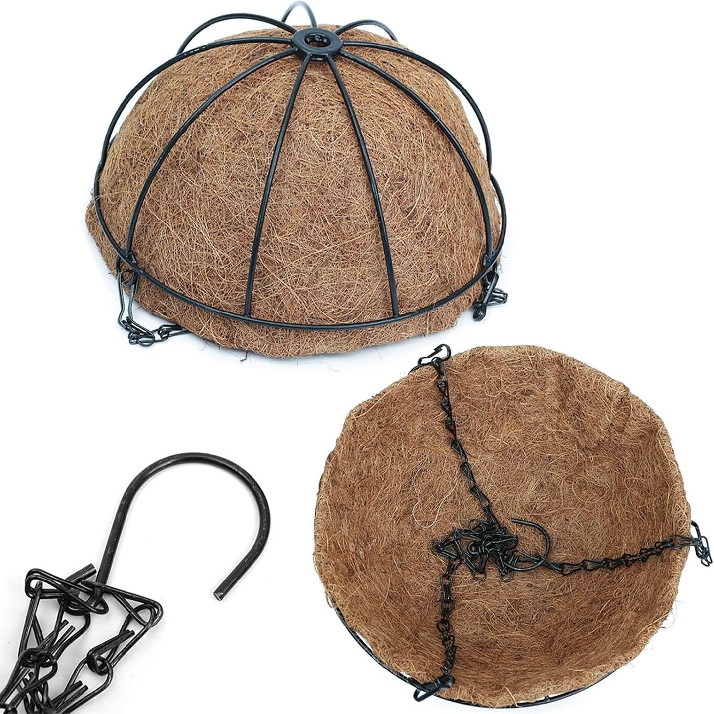 EIMQUVW Metal Hanging Planters Basket Set of 4 Hanging Flower Pots 10 Inch Chain Round Wire Plant Holder with Coco Coir Liner Garden Watering Hanging Baskets for Patio Garden Outdoor1