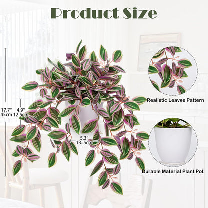 Briful Artificial Plants Indoor Fake Potted Silk Plants Faux Watermelon Peperomia Draping Plant for Home Office Bathroom Shelf Cabinet Tabletop Decoration(Green - 1 Pack)