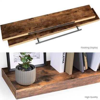 Ballucci Floating Shelves for Wall, 48" Wood Wall Shelf Set of 2, with Invisible Brackets for Bathroom, Living Room, Bedroom, Kitchen, Nursery, 8" Deep, Black