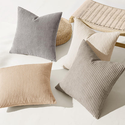 MIULEE Boho Farmhouse Sage Green Throw Pillow Covers 18x18 Inch Set of 4 Mordern Nordic Cushion Covers Soft Corduroy Spring Home Decor for Couch Bed Sofa Living Room Forest Green
