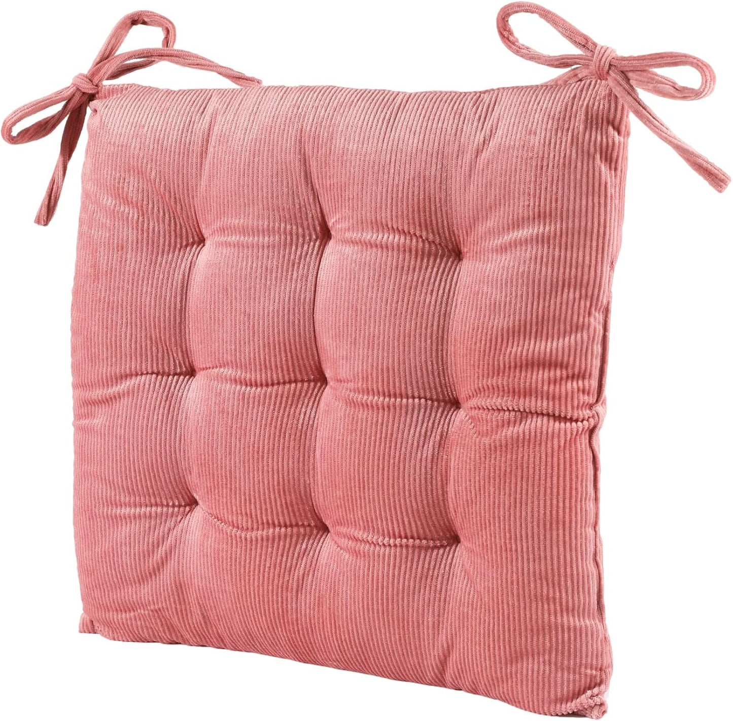 HLOVME Corduroy Chair Cushion with Ties Ultra Soft Warm Floor Cushion for Kids Reading Nook Comfortable Square Seat Cushion for Adult 15.7”x15.7”, White