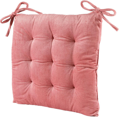 HLOVME Corduroy Chair Cushion with Ties Ultra Soft Warm Floor Cushion for Kids Reading Nook Comfortable Square Seat Cushion for Adult 15.7”x15.7”, White