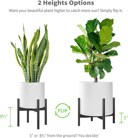FaithLand Plant Stand, Adjustable Size Fits 8 9 10 11 12 Inches Plant Pot, Metal Planter Stand, Mid Century Expandable Plant Holder Indoor Outdoor, Adjustable Width: 8”-12” - Easy Assembly