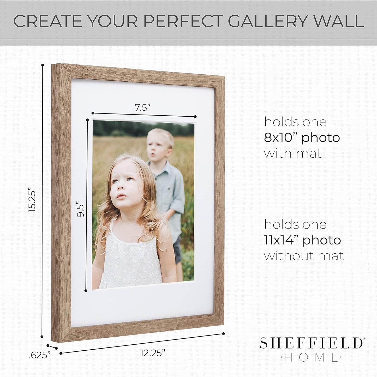 Sheffield Home 9 Piece Gallery Wall Frame Set, 11x14 in. matted to 8x10 in. (Matte Black)