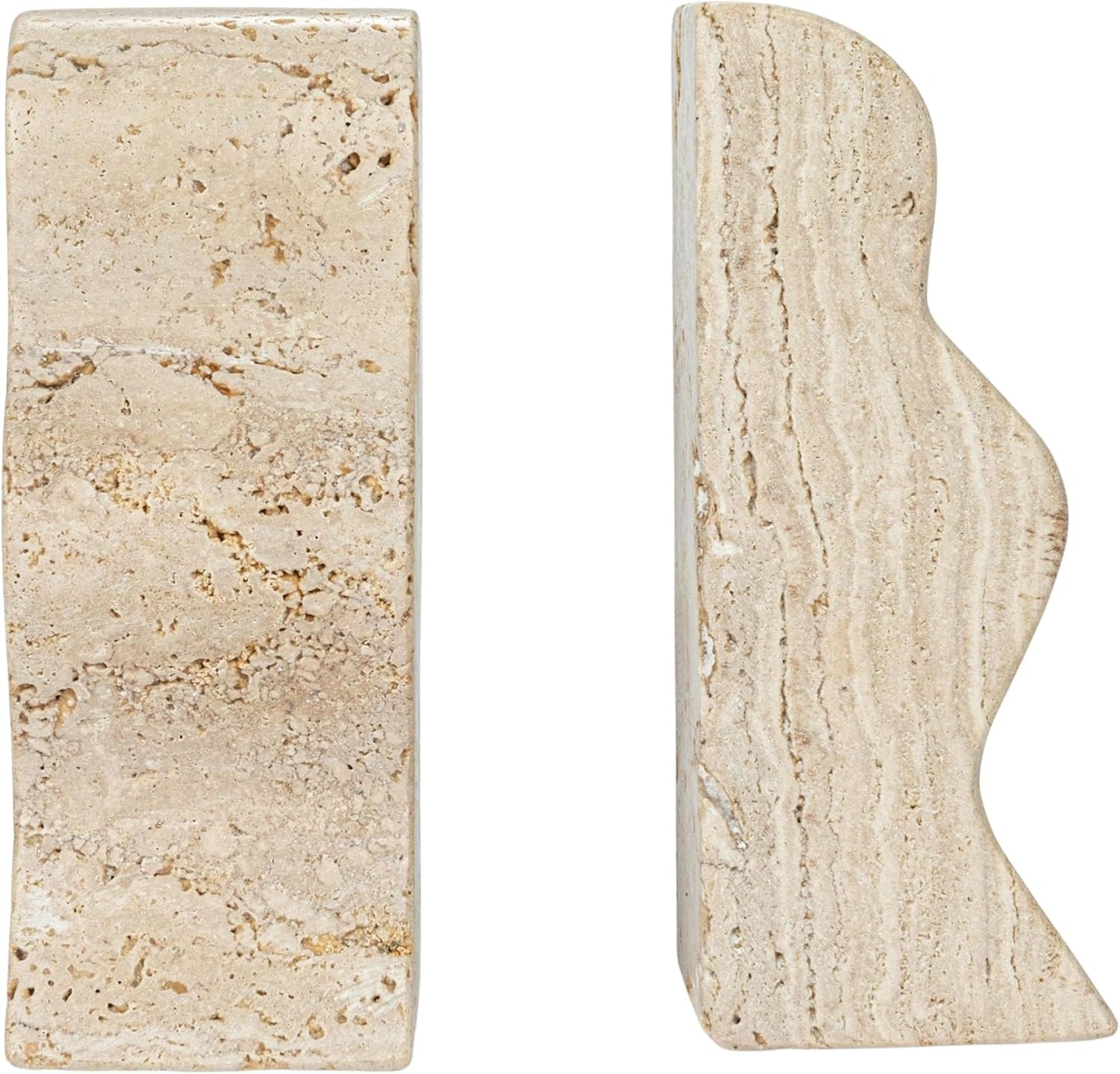 Creative Co-Op Decorative Travertine Wave Bookends, Natural, Set of 2