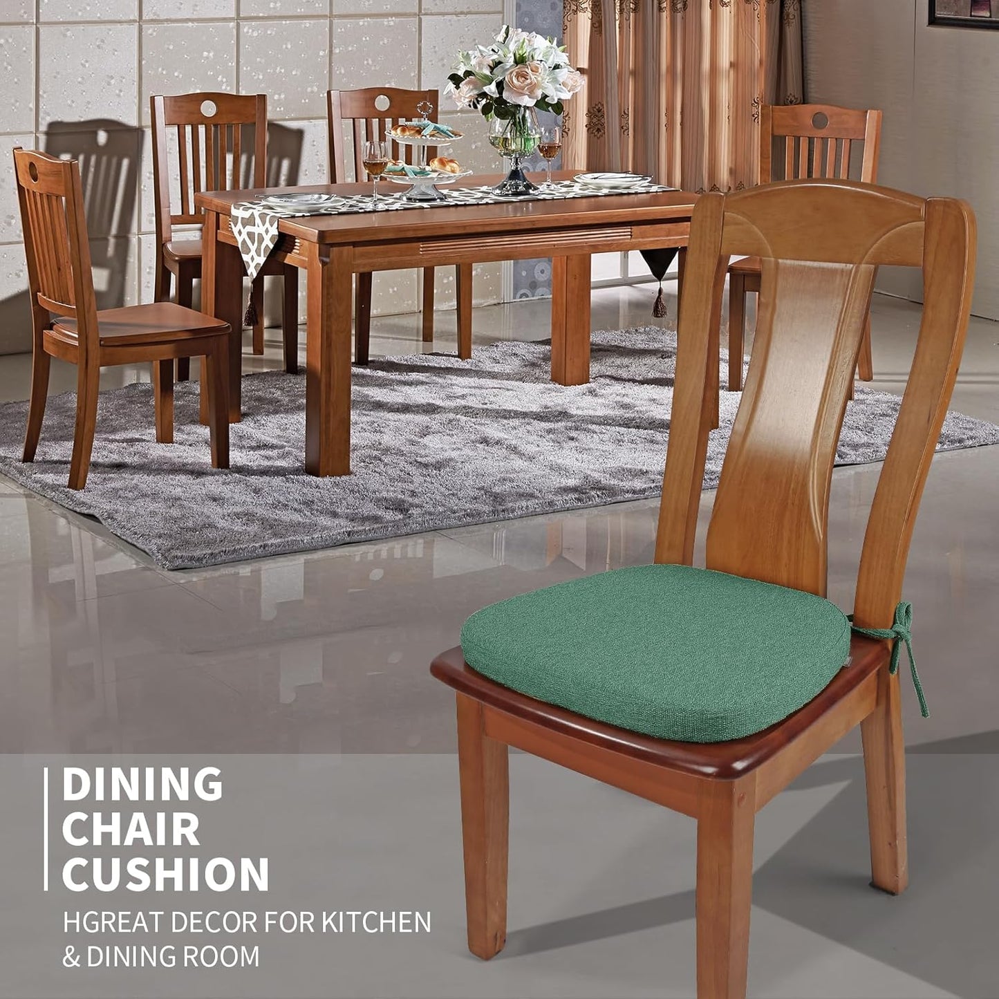 SINOSSO 1 Pack Memory Foam Chair Cushions for Dining Chair, Friendly Woven Fabric 16" U-Shape Comfortable Kitchen Chair Pad, Removable Slip Resistant Seat Cushion (1 Piece, Blue)