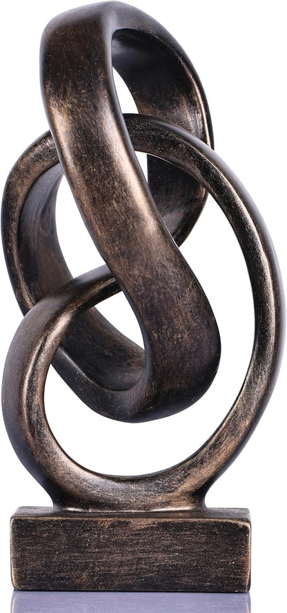 Modern Abstract Knot Sculpture, Artistic Mobius Inspired Resin Decor, Elegant Home and Office Decor, Perfect for Shelves, Desktops, and Mantles, Ideal Gift for Birthdays, Housewarmings (Black)