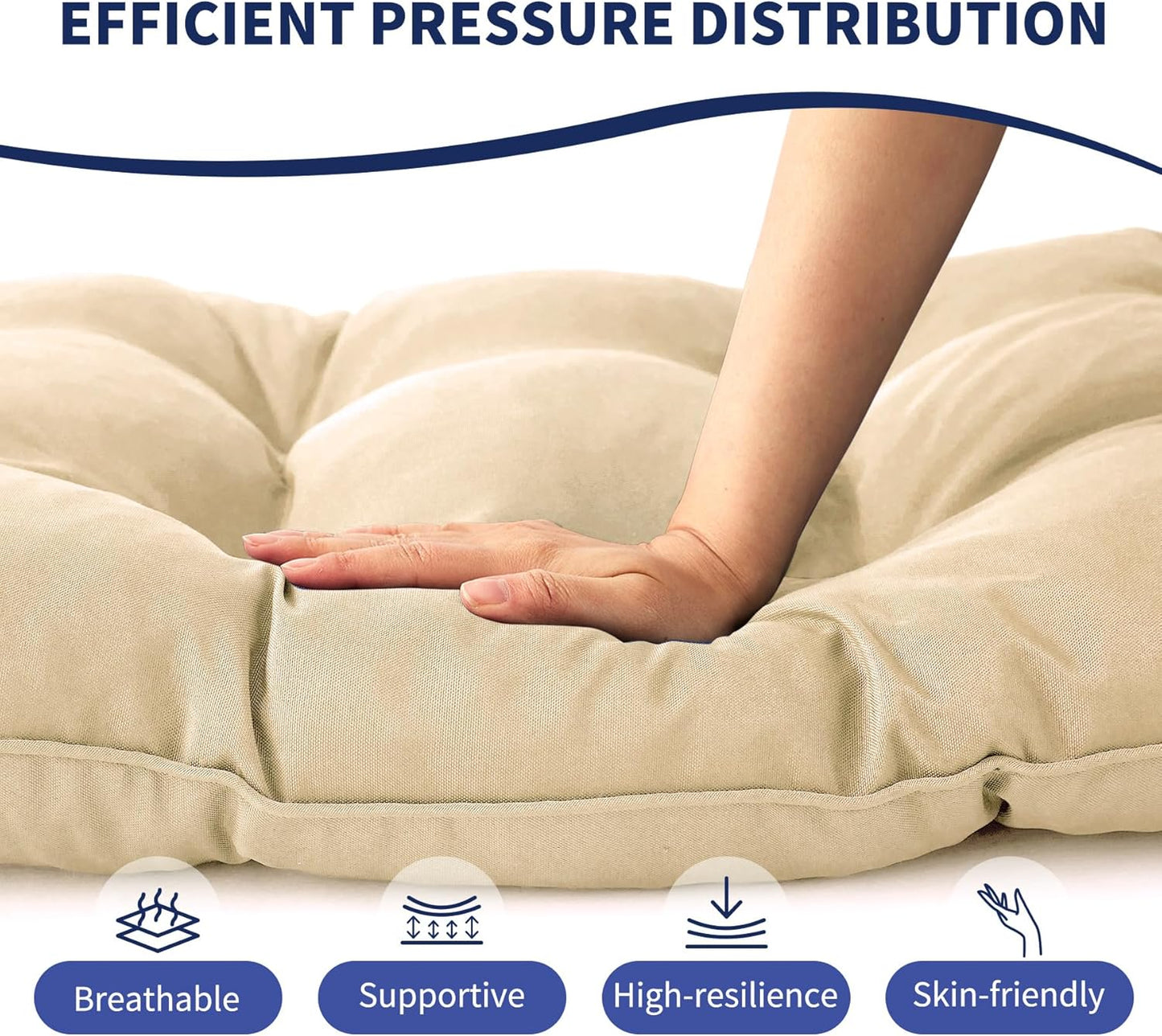 IPYNBAP Outdoor Bench Cushion, 48x18x5 Inch, Waterproof Bench Cushion for Outdoor/Indoor Furniture, Tufted Patio Bench Seat Cushion, Fade Resistant Outdoor Cushions for Porch Swing Couch, Navy Blue
