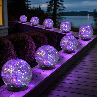MLKNK Solar Globe Lights Outdoor Waterproof-Solar Balls-Solar Garden Lights-Orbs for Outside 2 Pack Cracked Glass Ball for Lawn Patio Yard Backyard Decorations