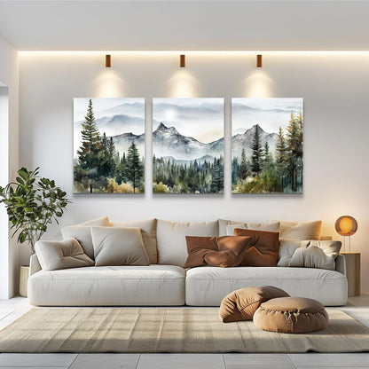MHARTK66 Wall Art for Living Room Modern Wall Decor for Bedroom Office Decor Abstract Mountain Forest Landscapes Ink Painting 3 Piece Framed Canvas Art Prints Ready to Hang Wall Pictures Home Decor