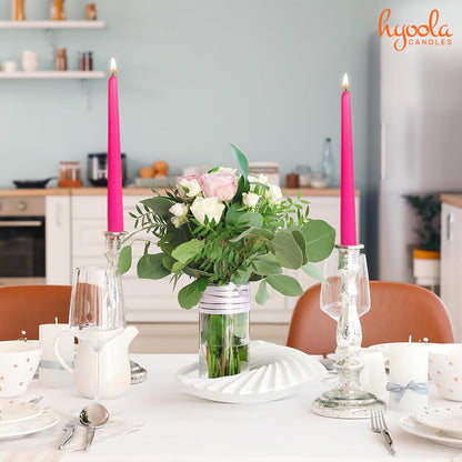 Hyoola Tall Taper Candles - 10 Inch Metallic Gold Unscented Dripless Taper Candles - 8 Hour Burn Time - 4 Pack