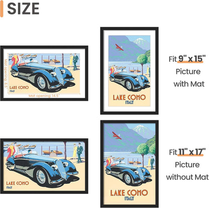 upsimples 8x10 Picture Frame, Display Pictures 5x7 with Mat or 8x10 Without Mat, Wall Hanging Photo Frame, Black, 1 Pack - Colors B