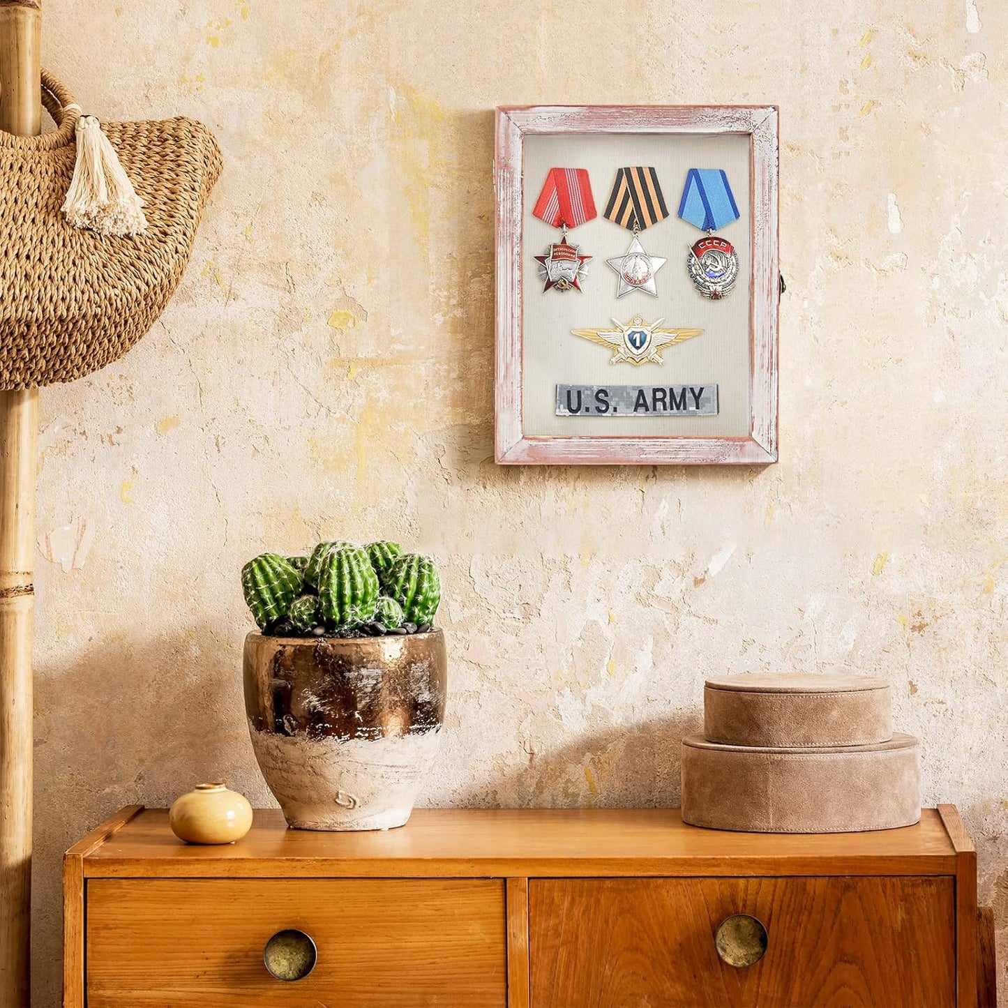 TJ.MOREE Shadow Box Frame 8 x 10 Shadowbox Display Case Picture Frame with Linen Back Memorabilia Bouquet Medals Military Photos Memory Box