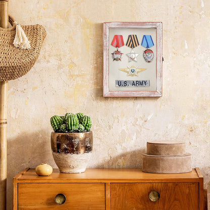 TJ.MOREE Shadow Box Frame 8 x 10 Shadowbox Display Case Picture Frame with Linen Back Memorabilia Bouquet Medals Military Photos Memory Box