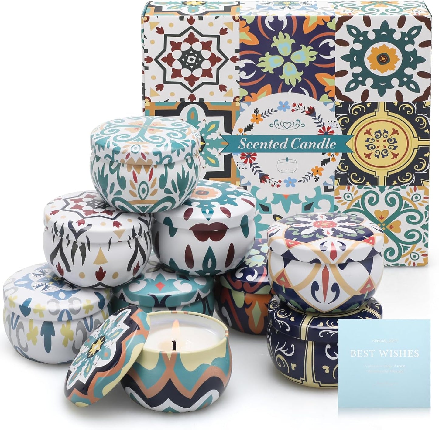 Candles Gift Set for Women, 4 Pack Scented Candles with 8% Essential Oils, 120H Long Lasting Aromatherapy Candles for Home Relaxation