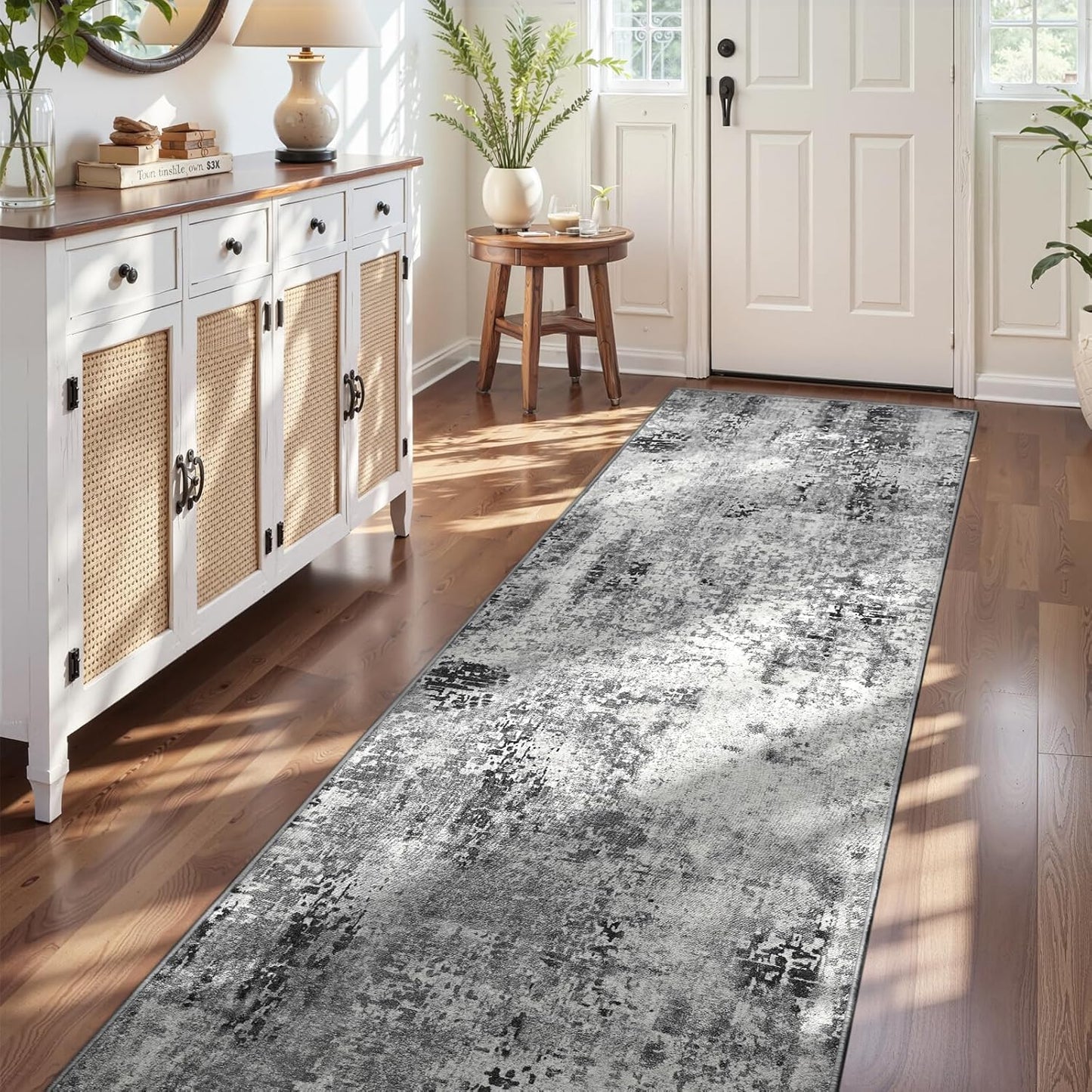 Ompaa 2x6 Rug Runners for Hallways Kitchen Runner Rug Non Slip Washable Grey Long Runner Rugs with Rubber Backing Soft Abstract Carpet Runner for Hallways, Kitchen, Bedroom, Bathroom, Entryway - Colors B