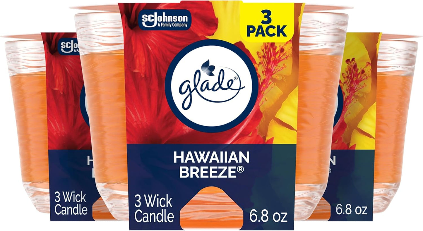 Glade 3-Wick Scented Candle Jar, Apple Cinnamon, Air Freshener Infused with Essential Oils, 6.8 Oz, 3 Count