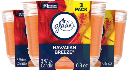 Glade 3-Wick Scented Candle Jar, Apple Cinnamon, Air Freshener Infused with Essential Oils, 6.8 Oz, 3 Count