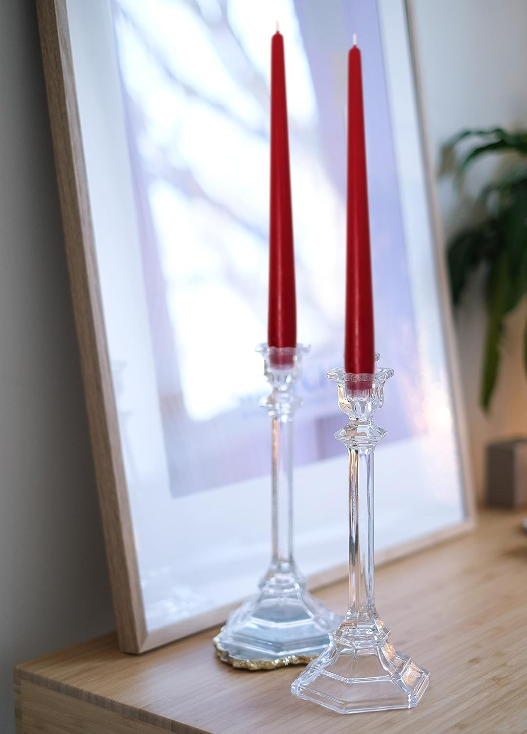 Hyoola Tall Taper Candles - 10 Inch Metallic Gold Unscented Dripless Taper Candles - 8 Hour Burn Time - 4 Pack