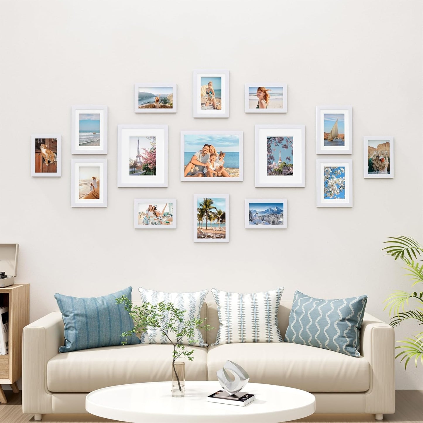 Vittanly 15 Pack Picture Frames Collage Wall Decor for Mounting or Tabletop Display, Gallery Frame Set for Family, Multi Sizes Including 3pcs 8x10, 6pcs 5x7, 6pcs 4x6, Black