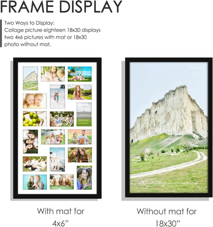 DUENPY 14x26 Collage Picture Frame 4x6 Collage Picture Frame Displays Twelve 4x6 inch Photos Available Horizontal Wall Mounting Display and Vertical Black - Colors B