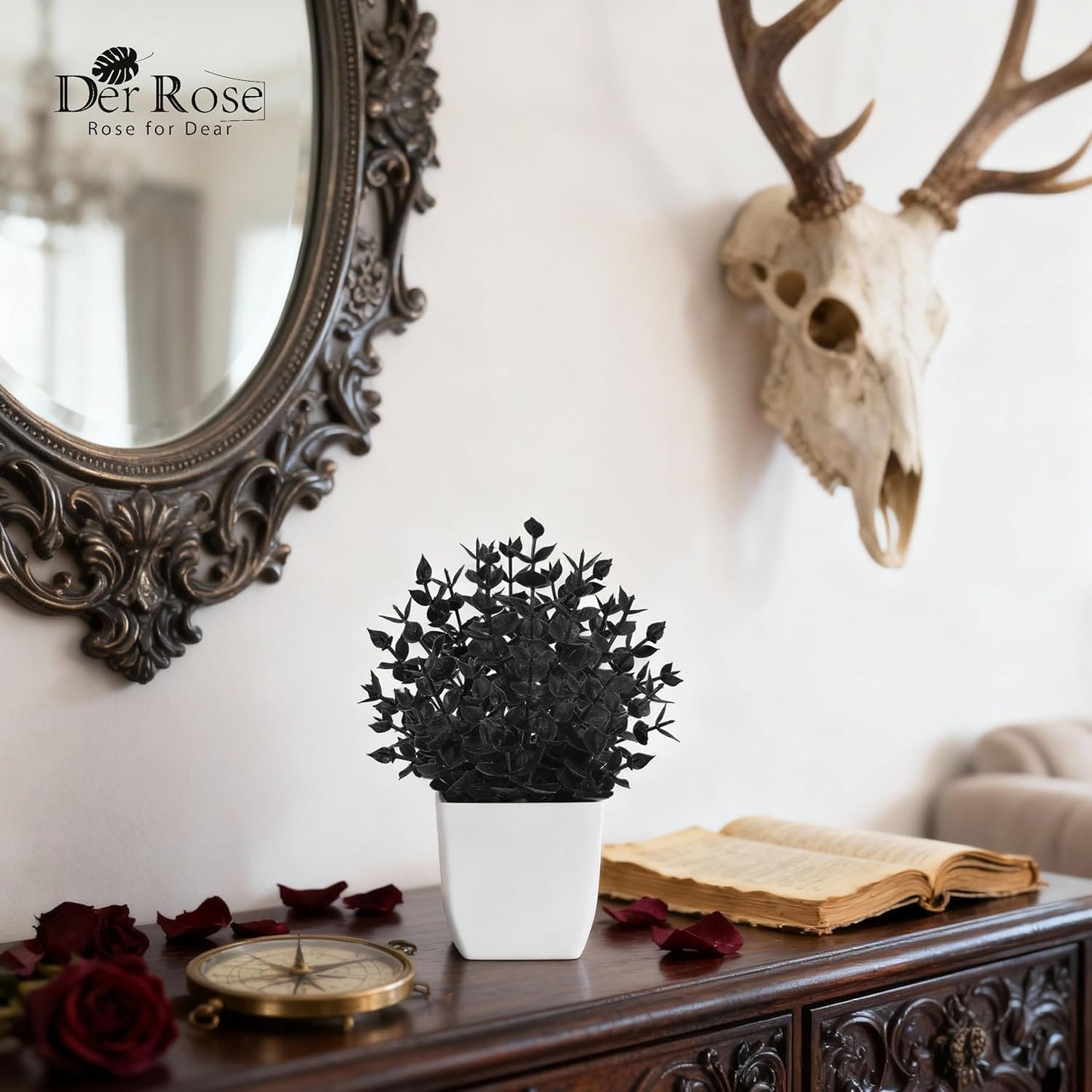 Der Rose 2 Pack Small Fake Plants Mini Artificial Potted Plants for Table Desk Home Laundry Room Bathroom Office Decor