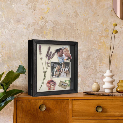 TJ.MOREE Shadow Box Frame 8 x 10 Shadowbox Display Case Picture Frame with Linen Back Memorabilia Bouquet Medals Military Photos Memory Box