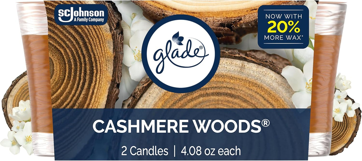 Glade 1-Wick Scented Candle Jar, Angel Whispers, Air Freshener Infused with Essential Oils, 4.08 Oz, 2 Count