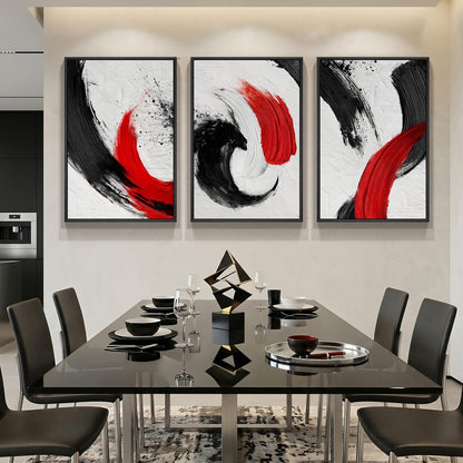 Large Framed Black and White Abstract Wall Art for Living Room, 3 Piece Big Modern Canvas Prints Paintings Artwork for Walls, Minimalist Abstract Art Pictures for Hallway, Office Wall Decor 24x36 In